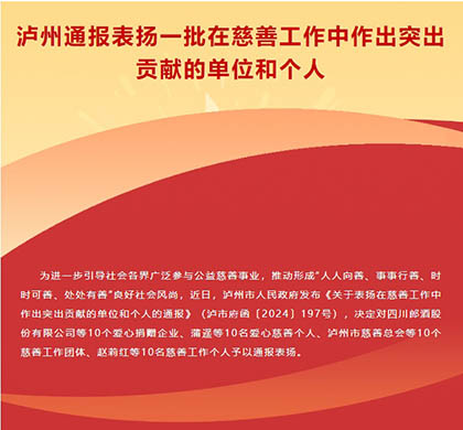 喜报｜立博体育股份公司荣获泸州市“爱心捐赠企业”称号